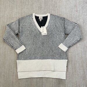 Industry Stripe V-Neck Hilo Sweater S NWT